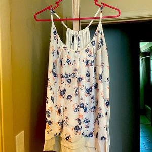Blue and Pink floral tank blouse